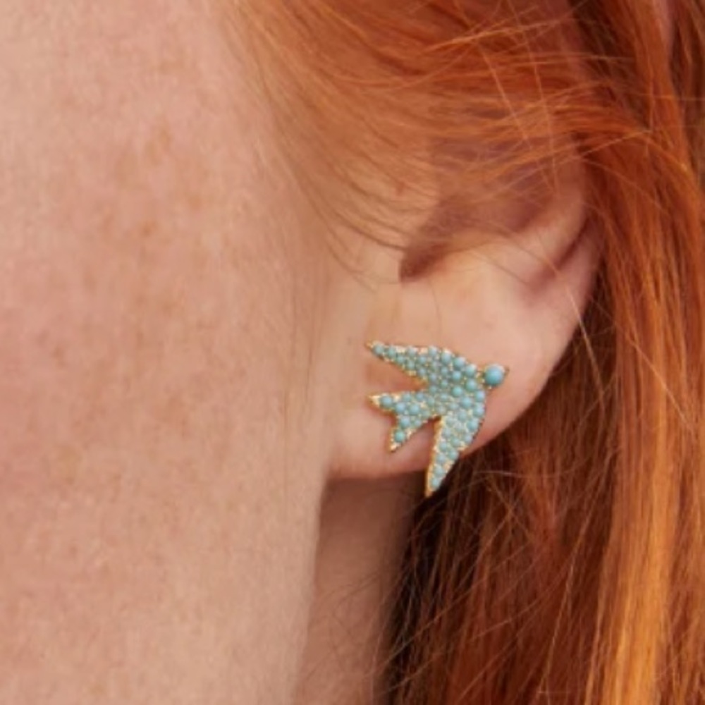 NWT Kendra Scott Melody Bird Gold Stud Earrings - Picture 2 of 7